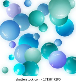 Balones 3D realistas azules con sombra. Elemento de diseño.