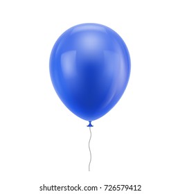 Blue realistic balloon. Blue inflatable ball realistic isolated white background. Balloon in the form of a vector illustration