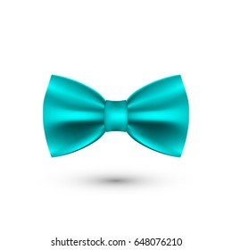 blue realistic bow tie on white background. vector illustration