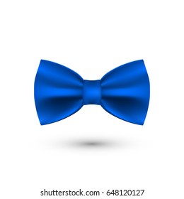 blue realistic bow tie on white background. vector illustration