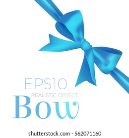 Blue Realistic Bow. Vector illustration