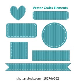 Blue Realistic Craft Grosgrain Set, Vector Illustration