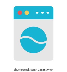 Blue Realistic Front load washer Flat vector icon, Laundry Service Color Icon Design Concept, Home Electric Appliances on White background