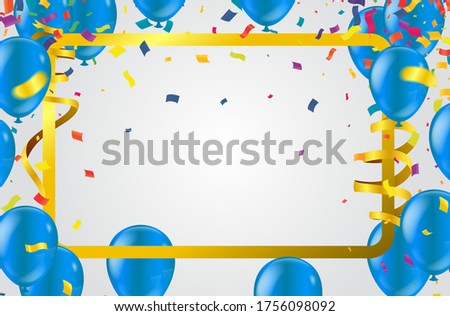 Blue Realistic Glossy Balloons Background with Bokeh Effect. Vector illustration
