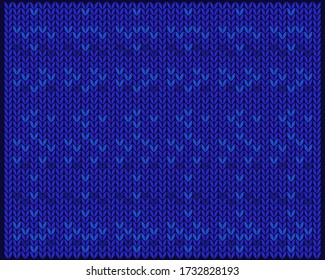 Blue realistic knit texture pattern. Vector christmas background.