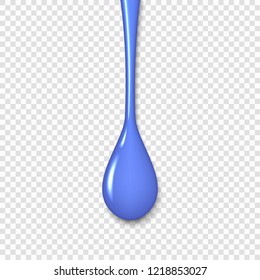 Blue Realistic liquid foundation drop isolated on transparent background. Stream drop of water