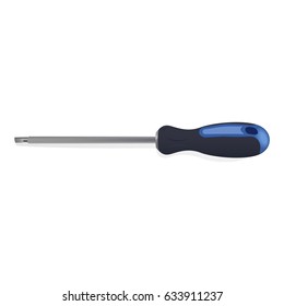 Blue realistic screwdriver isolated on white background, vectror