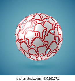 Blue realistic shaded 'like' globe, vector illustration