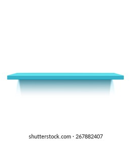 Blue realistic shelf isolated on white background. Vector illustration