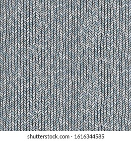 Blue realistic simple knit texture vector seamless pattern