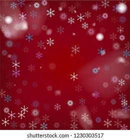 Blue Realistic Snowfall, Vector. Christmas, New Year Sky Holidays Background. Realistic Vector Snowfall, Flying, Falling Snowflakes. Winter Dots, Storm Sky, Frost Effect Magic Ice Square Frame.
