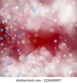 Blue Realistic Vector Snowfall. Christmas, New Year Grunge Holidays Background. Realistic Snowfall Texture, Flying Snowflakes Overlay. Random Dots, Storm Sky, Frost Effect Magic Ice Square Frame.