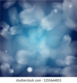 Blue Realistic Vector Snowfall. Christmas, New Year Sky Holidays Background. Flying, Falling Snowflakes, Realistic Vector Snowfall. 