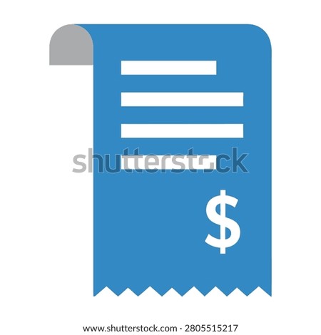 A blue receipt with a dollar sign and lines for amount and details on a white background