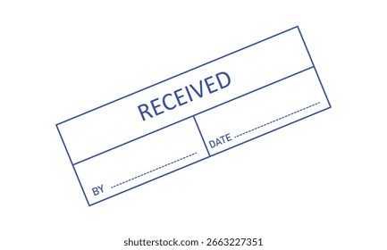 Blue recebeu selo no fundo de papel branco, conceito para comprar e receber produtos. ilustração vetor em eps 10. 