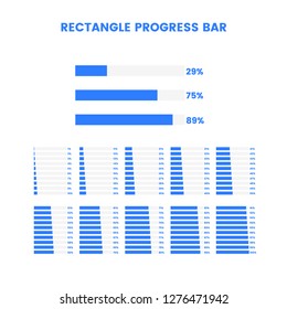 Blue Rectangle Complete Percentage Progress Bar 1 - 100% Template