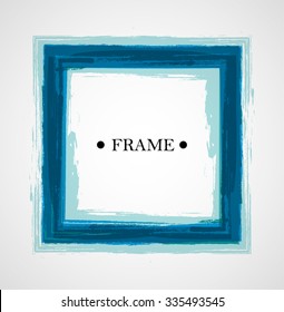 Blue Rectangle Frame Border. Vector Illustration. 