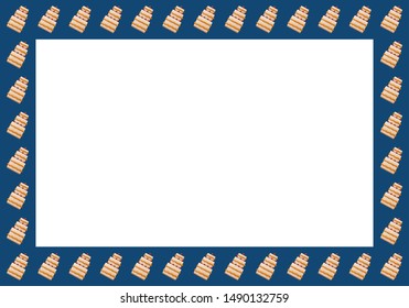 Blue rectangle horizontal frame with cherry cakes