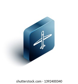 Blue rectangle isometric Aircraft icon. Logistic icon