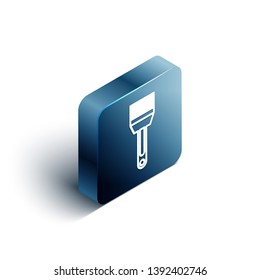 Blue rectangle isometric Brush artist icon. Draw symbol for graphic and web design.