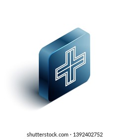 Blue rectangle isometric Crossroad vector icon