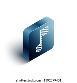 Blue rectangle isometric Music icon vector. Melody, song, note, sound, audio sign