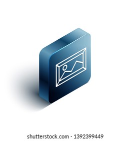 Blue rectangle isometric Premium picture icon. Pictogram for infographic, web design