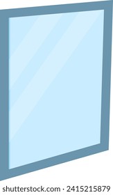 Blue rectangle mirror with simple design on a white background. Minimalist interior decor element vector illustration.