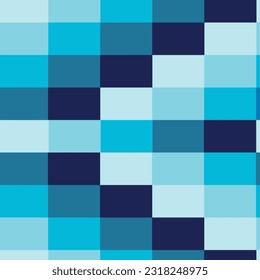 Blue rectangle mosaic tiles seamless vector pattern. Geometric vector pattern. Different shades of blue rectangle vector background.