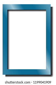 Blue rectangle picture frame on white background. ( vector )