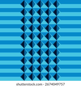 Blaues Rechteck und quadratische Pyramide Schaumstoffplatte Vektor nahtlose Muster oder Textur.