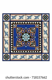 Blue rectangular carpet