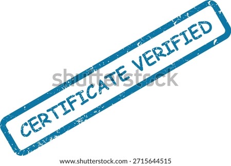 A blue, rectangular, grunge style rubber stamp indicating "CERTIFICATE VERIFIED" on a simple, clean white background.