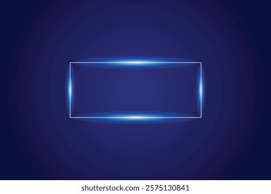 blue rectangular neon frame, neon frame with light splashes