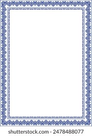 Blue rectangular Vertical Islamic Asian Kazakh national ornament ornament frames. A4 format. Kazakh pattern frame, border, decorative ornament of the Kazakh, Kyrgyz, Mongol, Tatar, Uzbek, Tajik