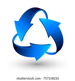 Blue recycle arrows, recycle simbol, vector.