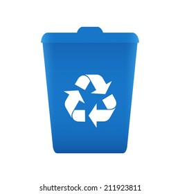 Blue recycle bin icon - Vector