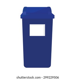Blue recycle bin vector icon. Recycle bin for paper, plastic, cans and glass. Eco friendly