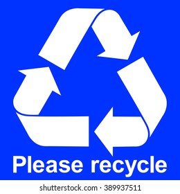 Blue Recycle Icon With Text Please Recycle