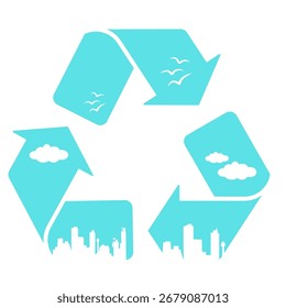 Blue Recycle Logo with Circular Arrows, Environmental and Eco-Friendly Symbol, Sustainability Icon, Green Energy Vector Illustration for Eco, Recycling, and Environmental Awareness Projects
