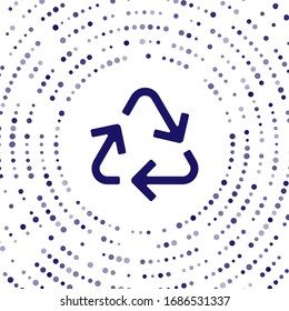 Blue Recycle symbol icon isolated on white background. Circular arrow icon. Environment recyclable go green. Abstract circle random dots. Vector Illustration