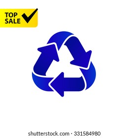 Blue recycle vetor icon with gradient for web and mobile