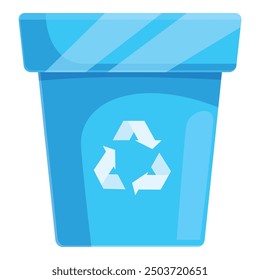 Blue recycling bin featuring the universal recycling symbol promoting waste sorting and environmental consciousness