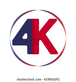 Blue and red 4k logo in circle, abstract icon design on white background vector illustration