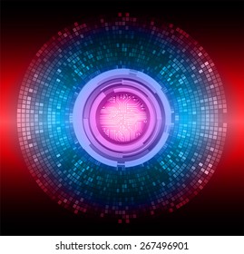 blue red abstract background. circles of glowing pixels, concentric circles. vector illustration. digital. Light Abstract Technology background for computer graphic website internet.Mosaic table,