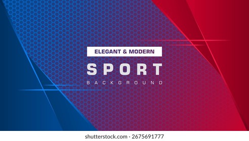 Blue red abstract background. Creative sport background. Blue red background with metallic carbon texture. Modern geometric background.