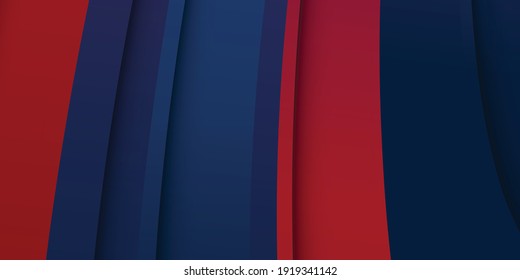 Blue and red abstract background. Modern red blue wavy geometric texture with stylish paper cut design suit for presentation background. Patriot modern background with overlap layer