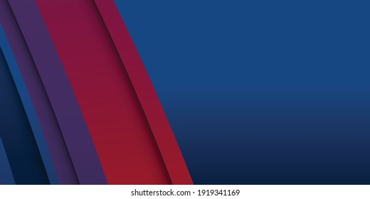 Blue and red abstract background. Modern red blue wavy geometric texture with stylish paper cut design suit for presentation background. Patriot modern background with overlap layer