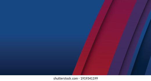 Blue and red abstract background. Modern red blue wavy geometric texture with stylish paper cut design suit for presentation background. Patriot modern background with overlap layer