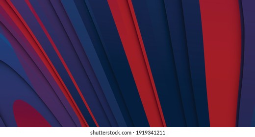 Blue and red abstract background. Modern red blue wavy geometric texture with stylish paper cut design suit for presentation background. Patriot modern background with overlap layer